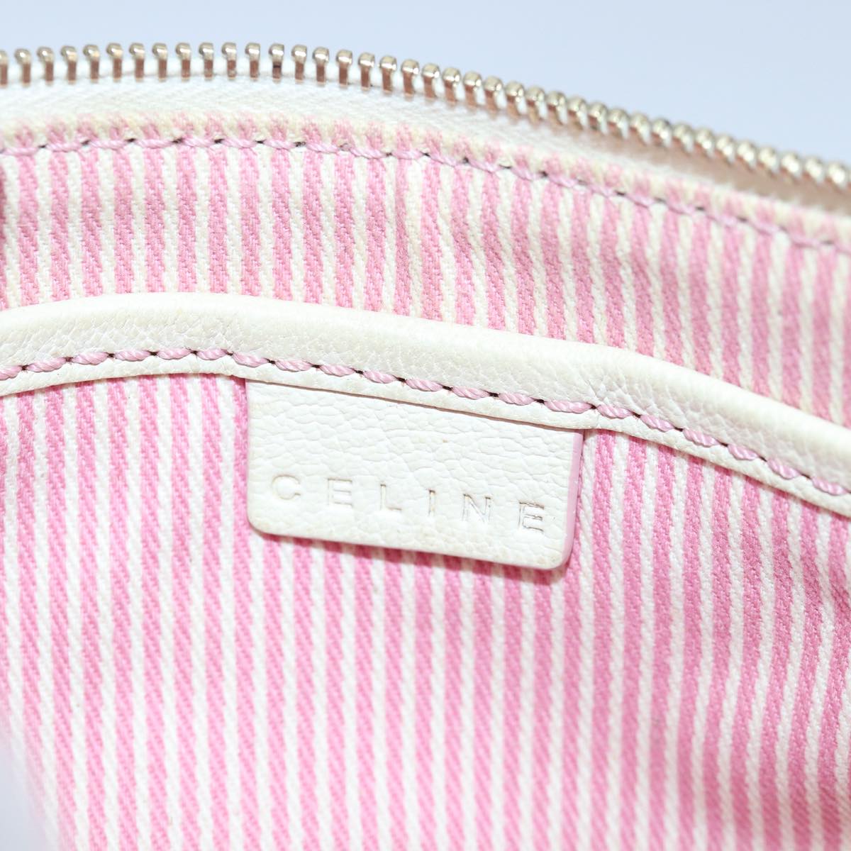 CELINE C Macadam Canvas Shoulder Bag Pink Auth 81604