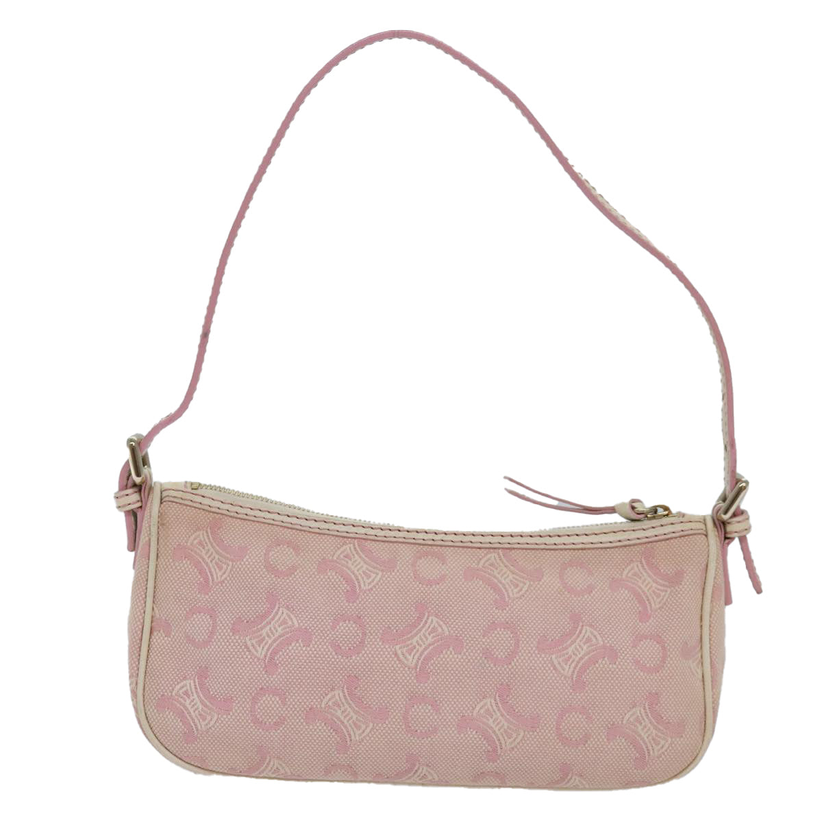 CELINE C Macadam Canvas Shoulder Bag Pink Auth 81604