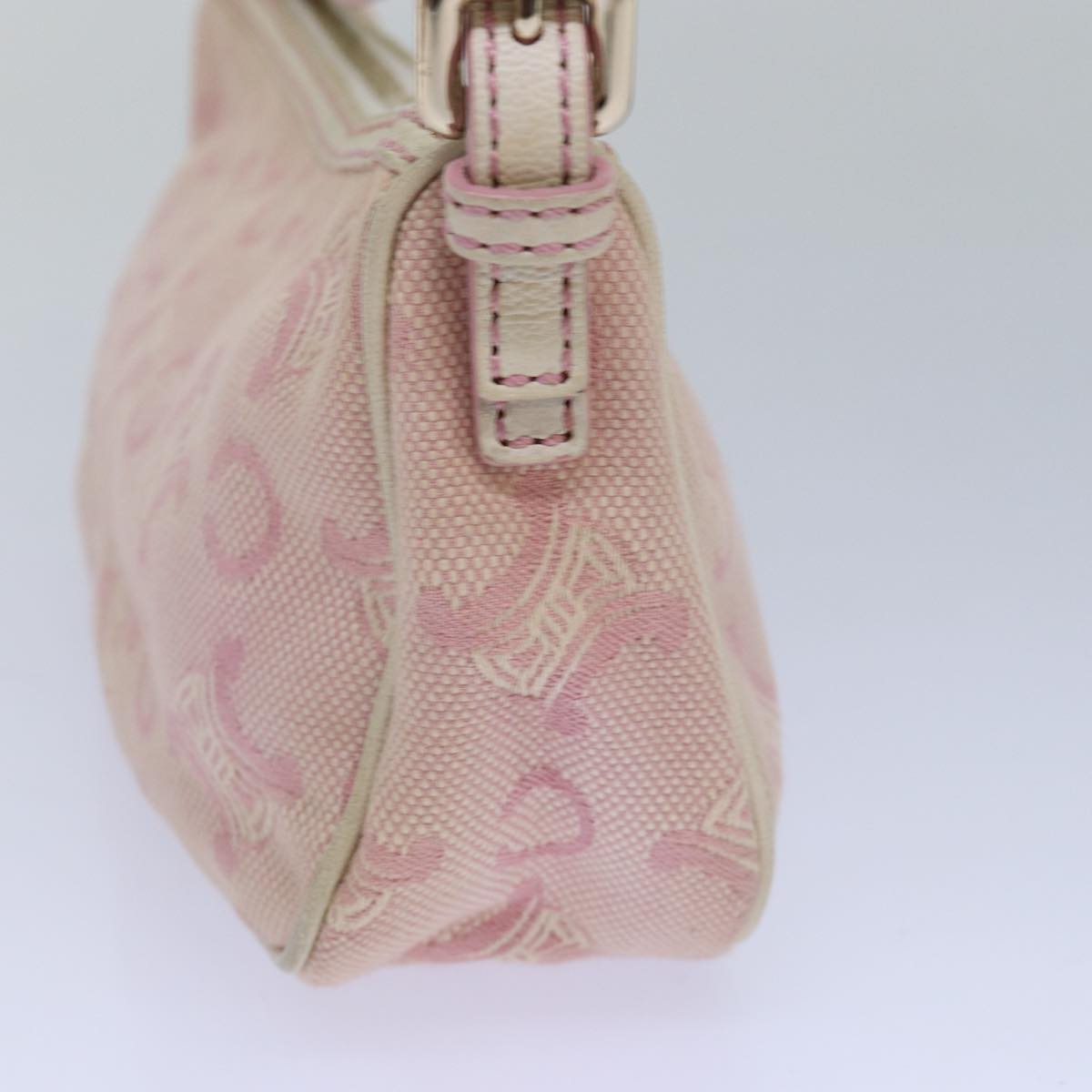 CELINE C Macadam Canvas Shoulder Bag Pink Auth 81604