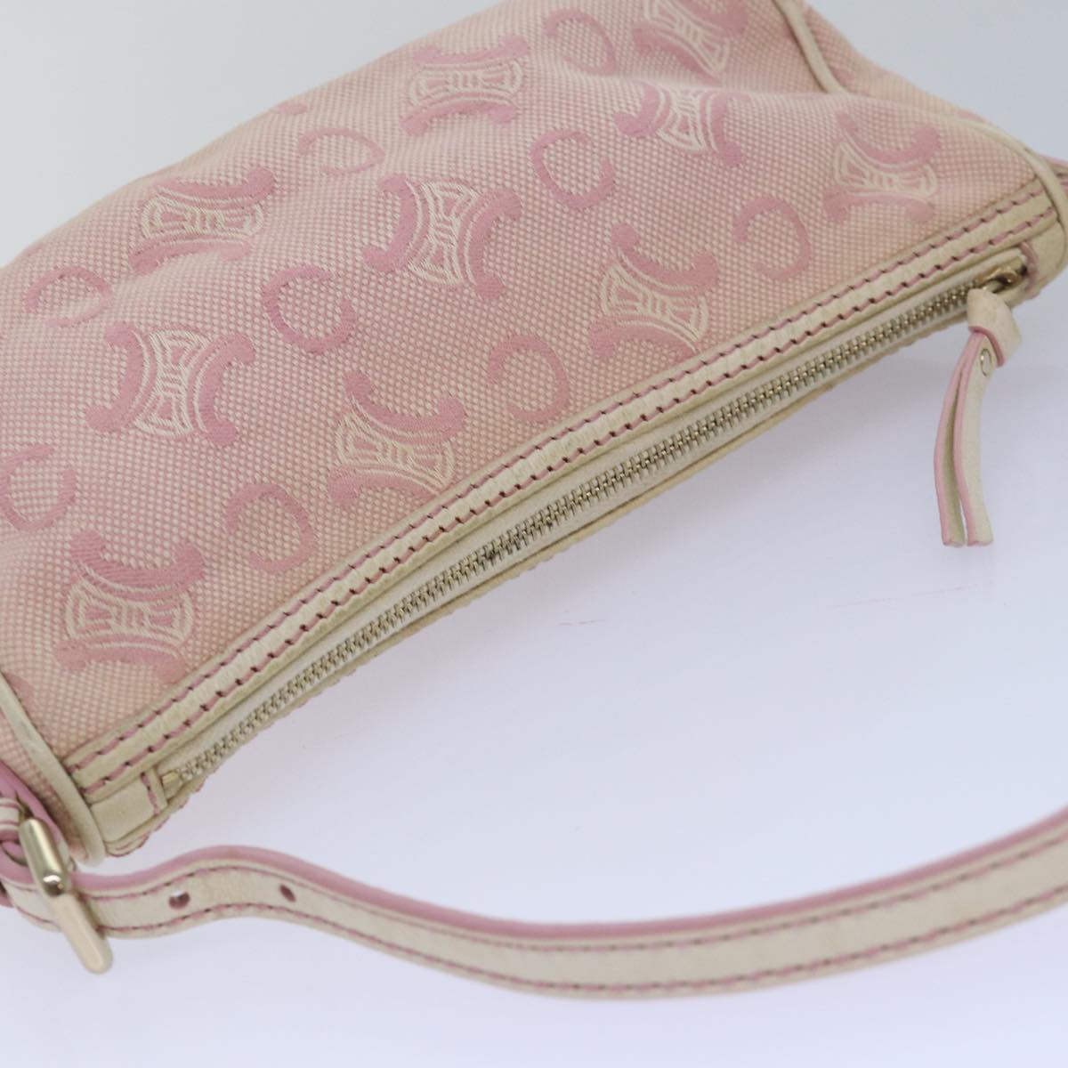 CELINE C Macadam Canvas Shoulder Bag Pink Auth 81604