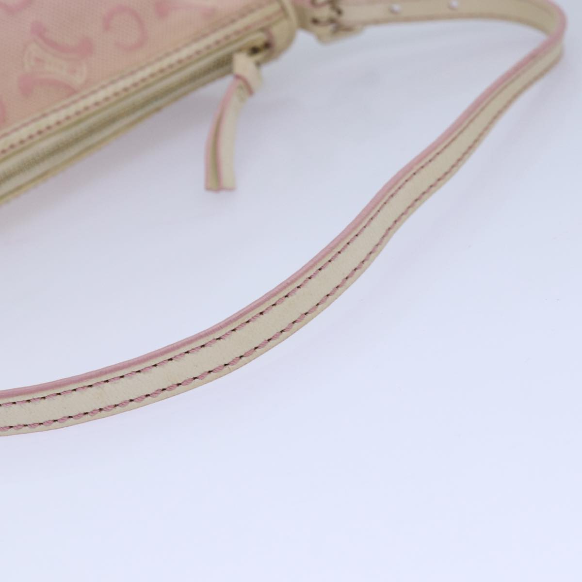 CELINE C Macadam Canvas Shoulder Bag Pink Auth 81604