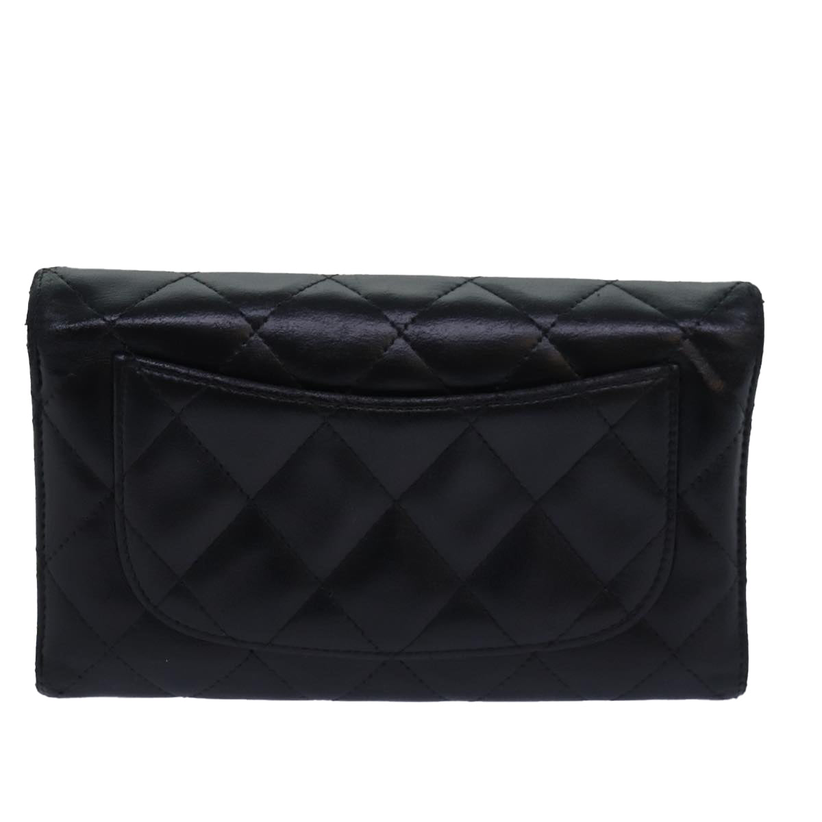 CHANEL Matelasse Long Wallet Leather Black CC Auth 81605 - 0