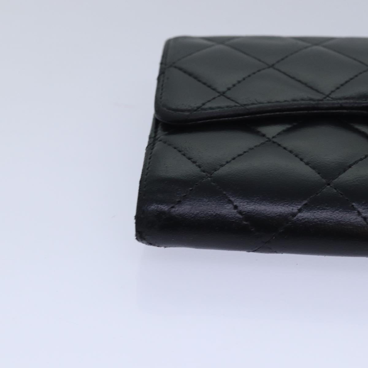 CHANEL Matelasse Long Wallet Leather Black CC Auth 81605