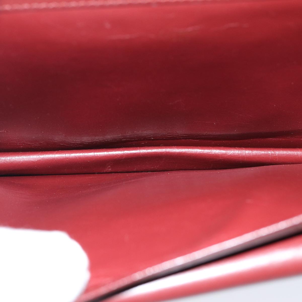 CARTIER Clutch Bag Leather Wine Red Auth 81606