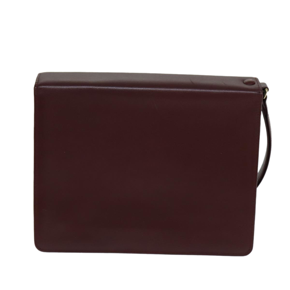 CARTIER Clutch Bag Leather Wine Red Auth 81606 - 0