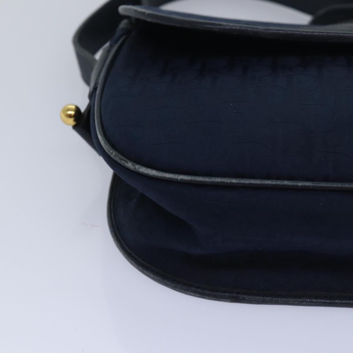 Christian Dior Trotter Canvas Shoulder Bag Navy Auth 81610