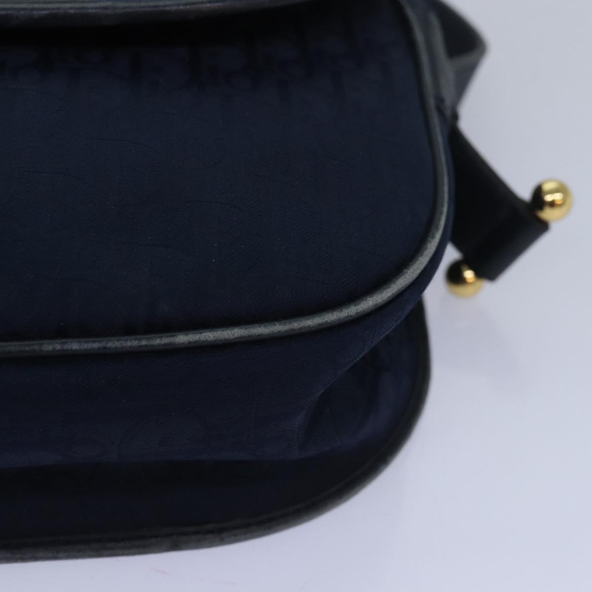 Christian Dior Trotter Canvas Shoulder Bag Navy Auth 81610