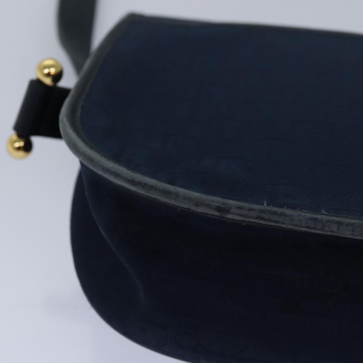 Christian Dior Trotter Canvas Shoulder Bag Navy Auth 81610