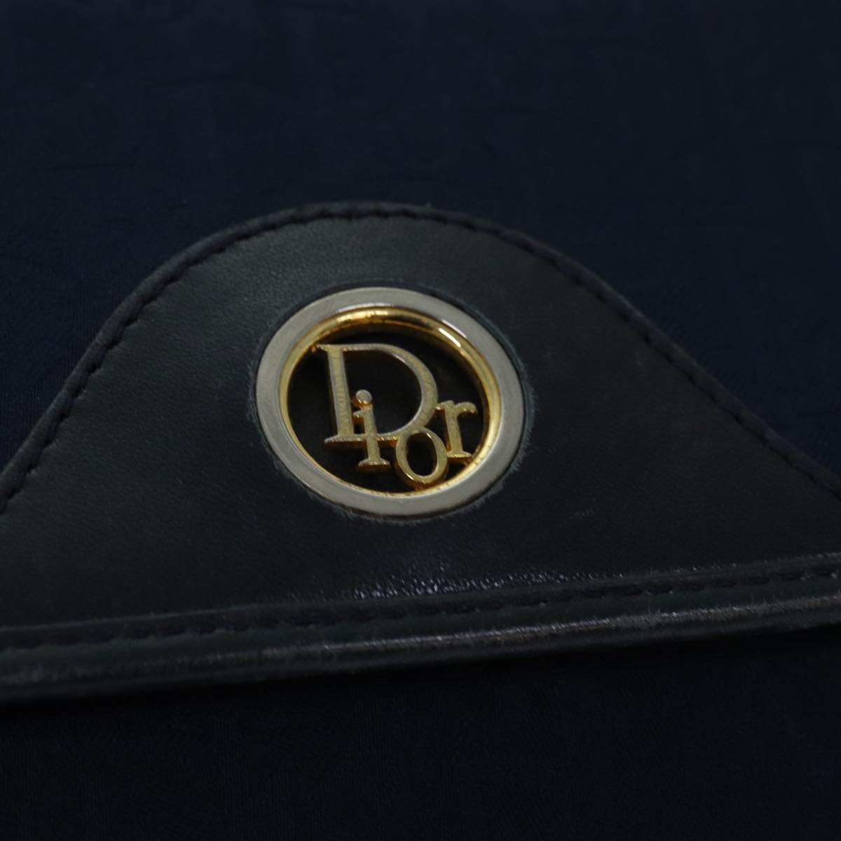 Christian Dior Trotter Canvas Shoulder Bag Navy Auth 81610