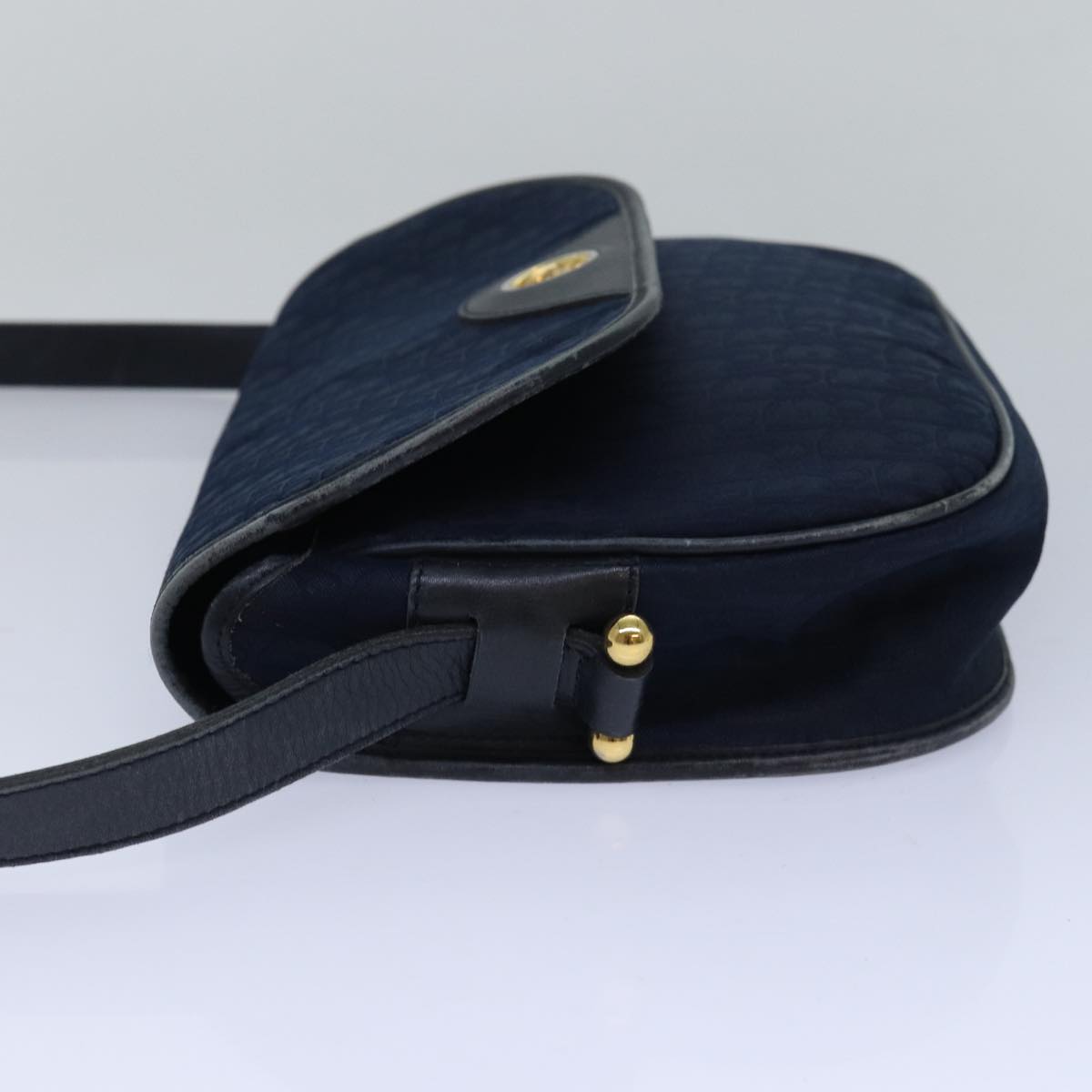 Christian Dior Trotter Canvas Shoulder Bag Navy Auth 81610