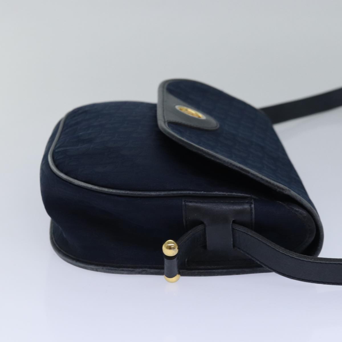 Christian Dior Trotter Canvas Shoulder Bag Navy Auth 81610