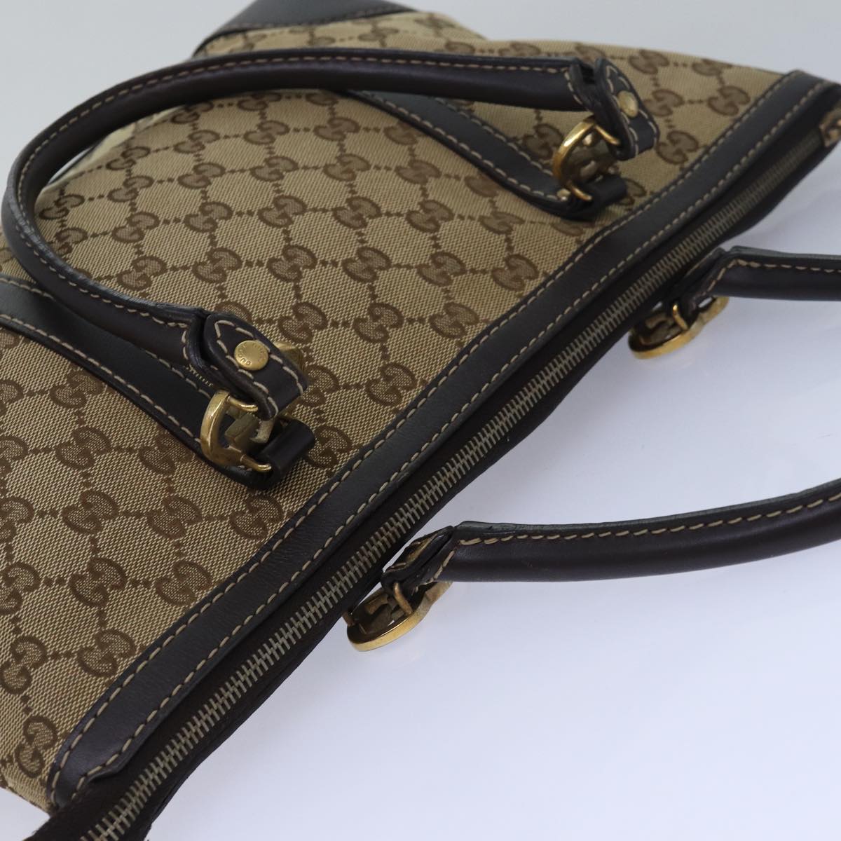 GUCCI GG Canvas Lovely Hand Bag Beige 257069 Auth 81622