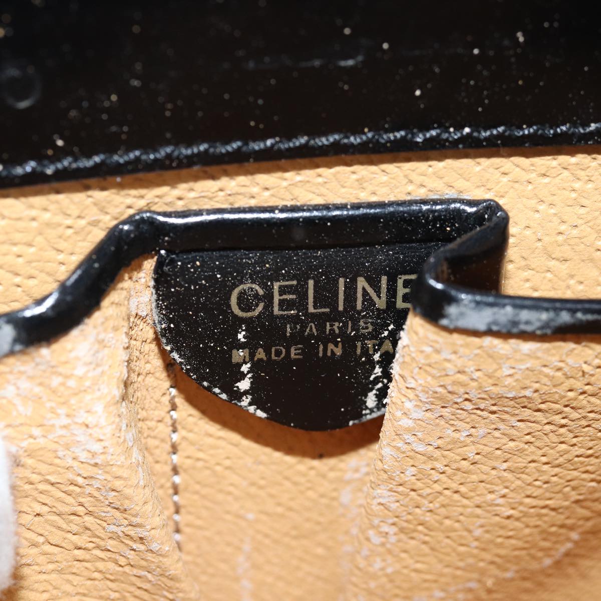 CELINE Hand Bag Suede Leather Black Auth 81635