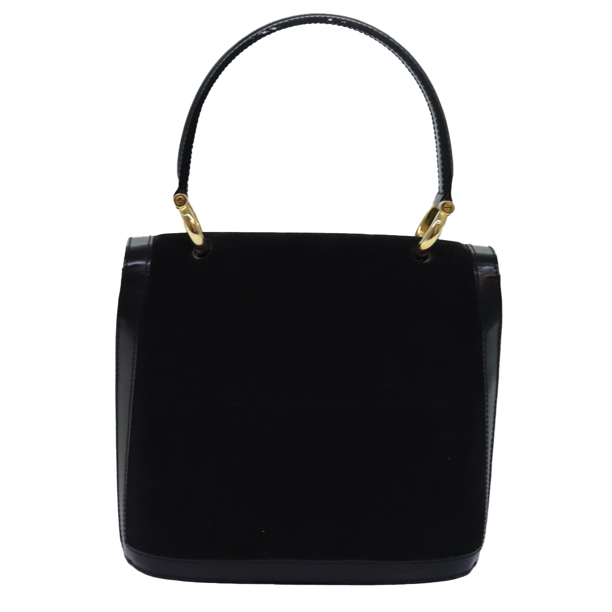 CELINE Hand Bag Suede Leather Black Auth 81635 - 0