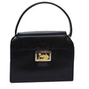 CELINE Hand Bag Leather Black Auth 81636-1