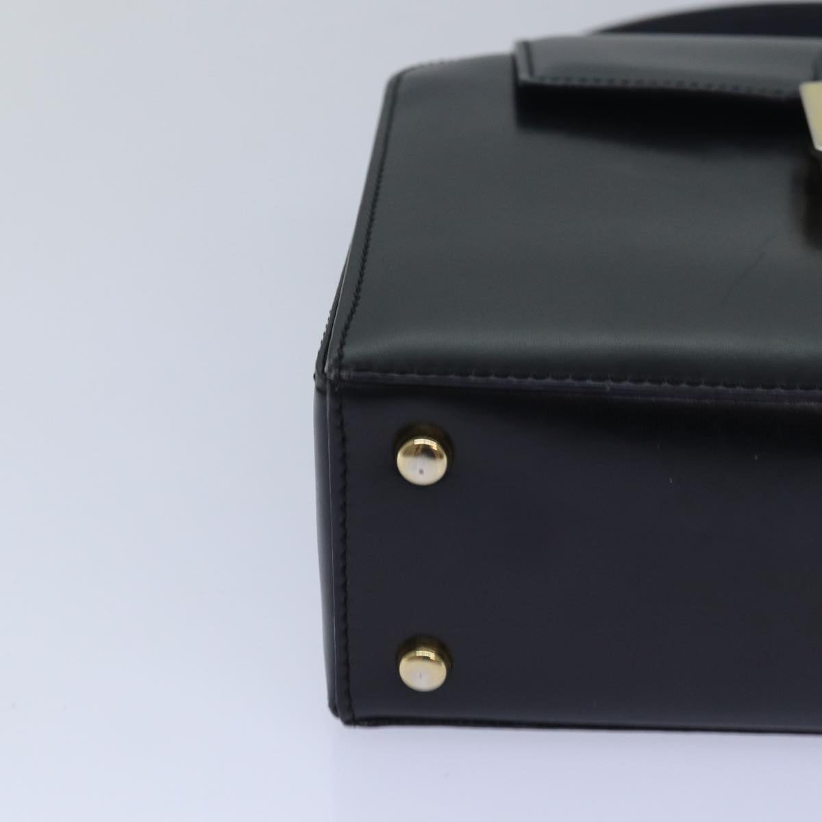 CELINE Hand Bag Leather Black Auth 81636