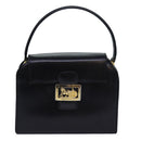 CELINE Hand Bag Leather Black Auth 81636-13