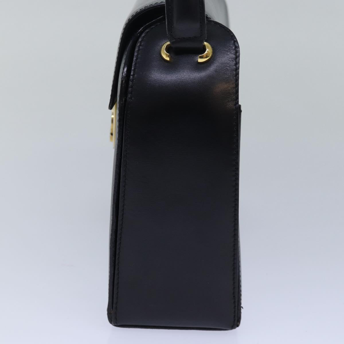 CELINE Hand Bag Leather Black Auth 81636