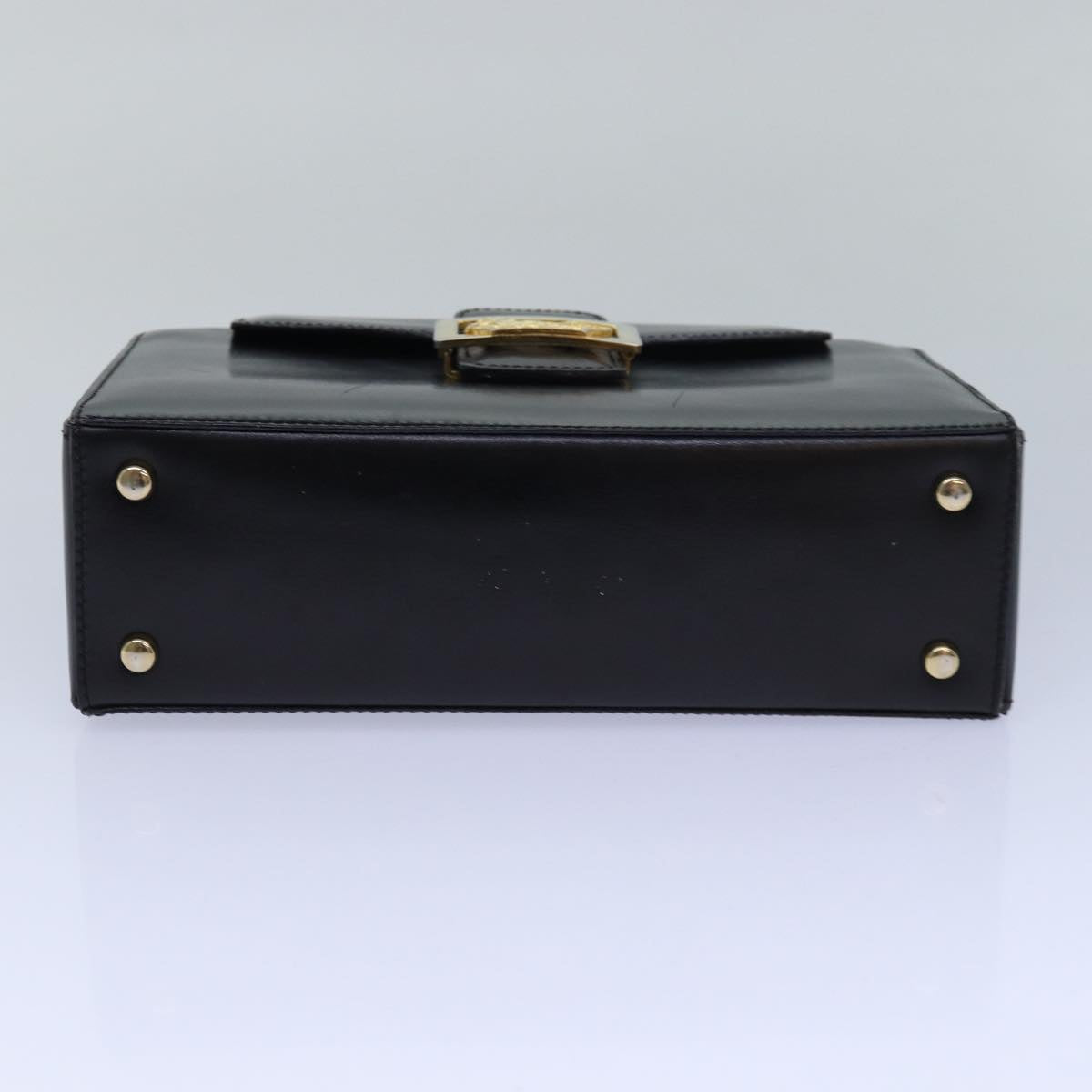 CELINE Hand Bag Leather Black Auth 81636