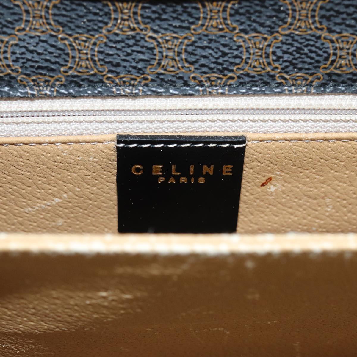 CELINE Macadam Canvas Hand Bag PVC Leather 2way Black Auth 81637