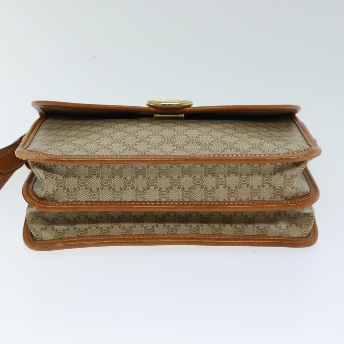 CELINE Macadam Canvas Shoulder Bag Beige Auth 81639