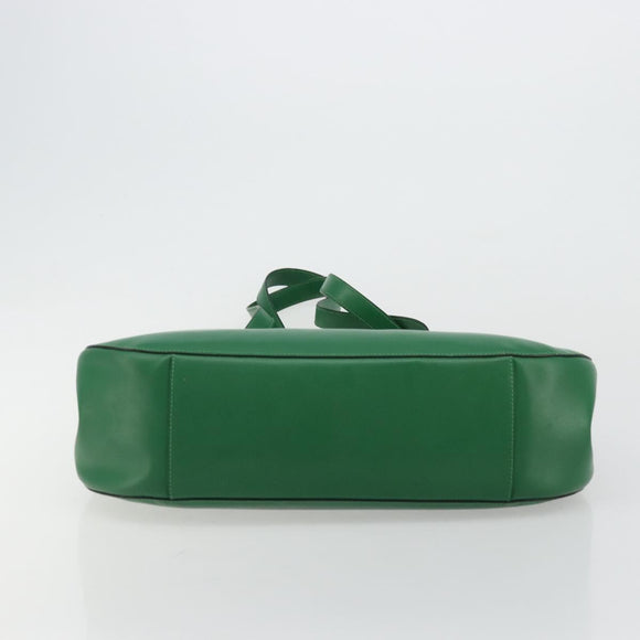 CELINE Shoulder Bag Leather Green Gold Auth 81640