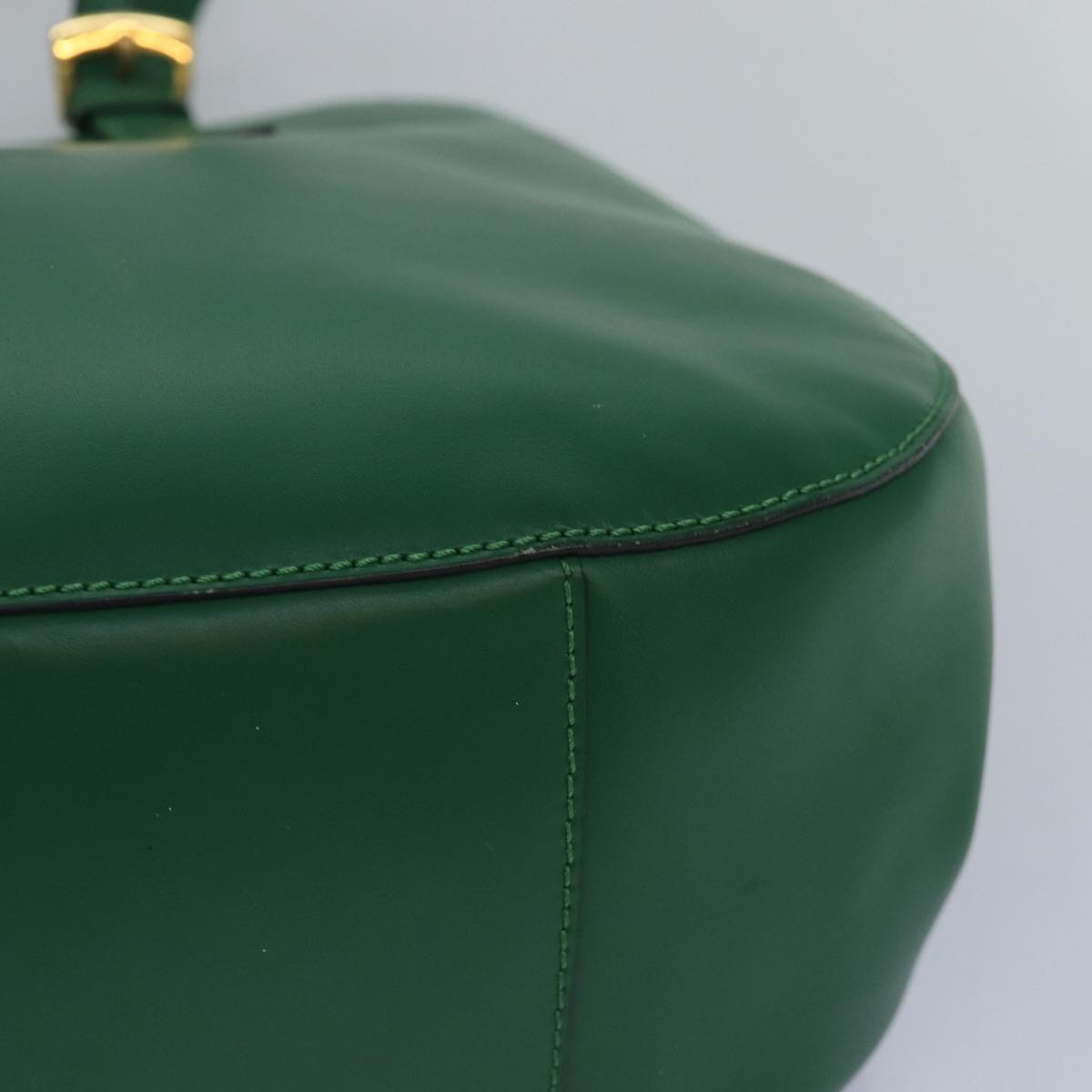 CELINE Shoulder Bag Leather Green Auth 81640