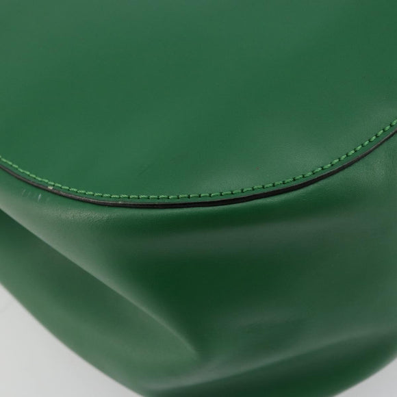 CELINE Shoulder Bag Leather Green Gold Auth 81640