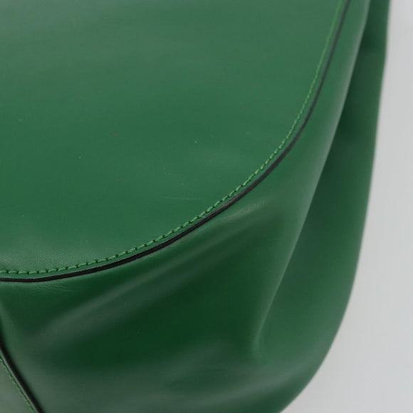 CELINE Shoulder Bag Leather Green Gold Auth 81640