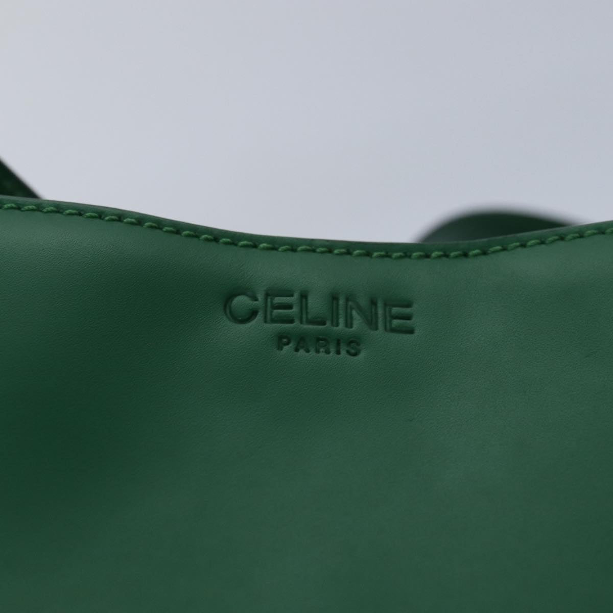 CELINE Shoulder Bag Leather Green Auth 81640