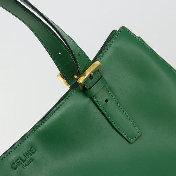 CELINE Shoulder Bag Leather Green Gold Auth 81640