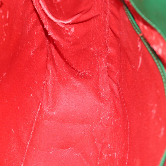 CELINE Shoulder Bag Leather Green Auth 81640