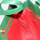 CELINE Shoulder Bag Leather Green Gold Auth 81640-11