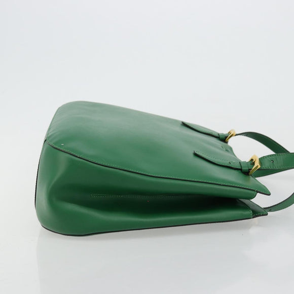 CELINE Shoulder Bag Leather Green Gold Auth 81640