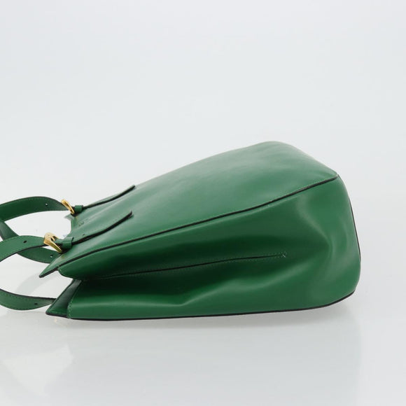 CELINE Shoulder Bag Leather Green Gold Auth 81640
