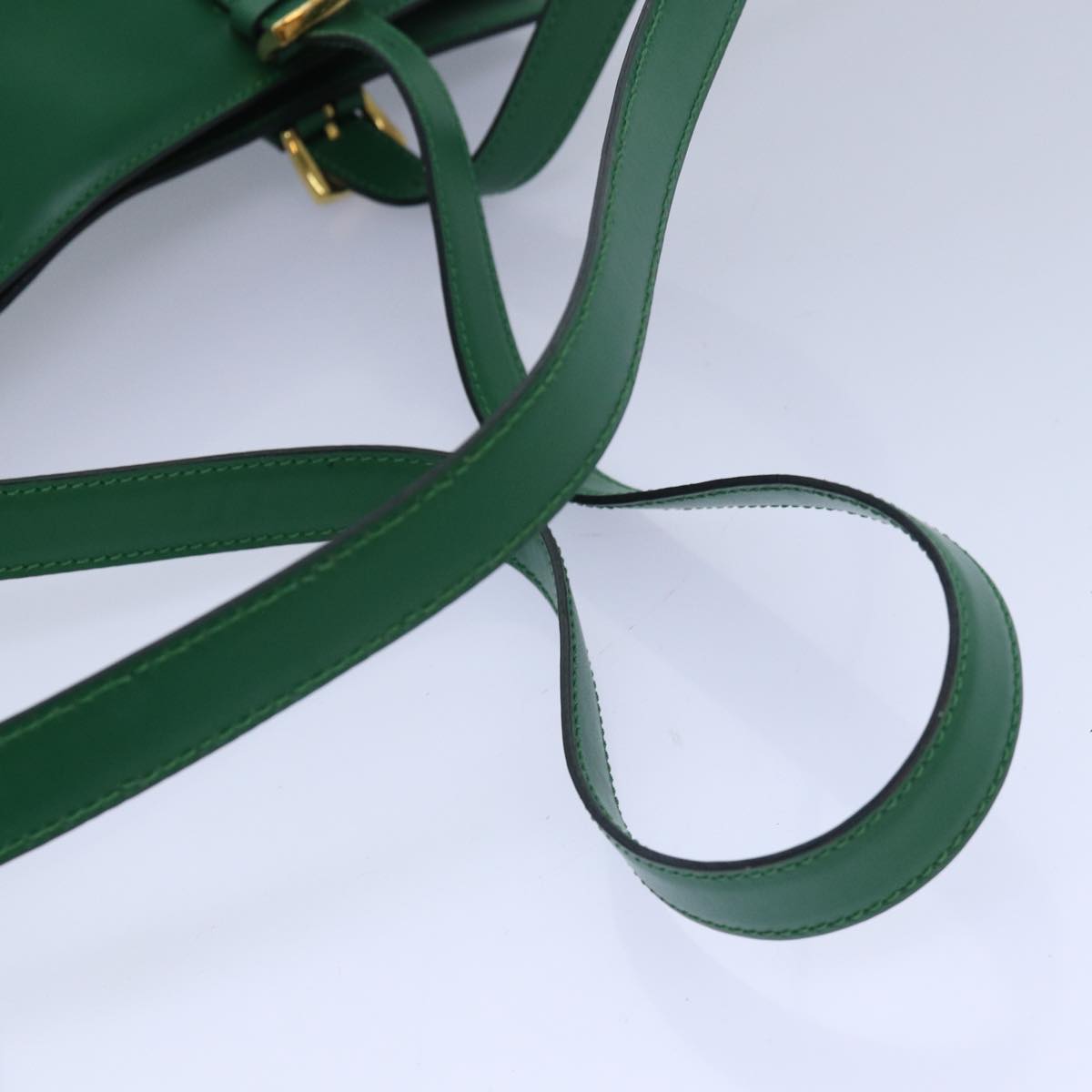 CELINE Shoulder Bag Leather Green Auth 81640