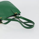 CELINE Shoulder Bag Leather Green Gold Auth 81640-7