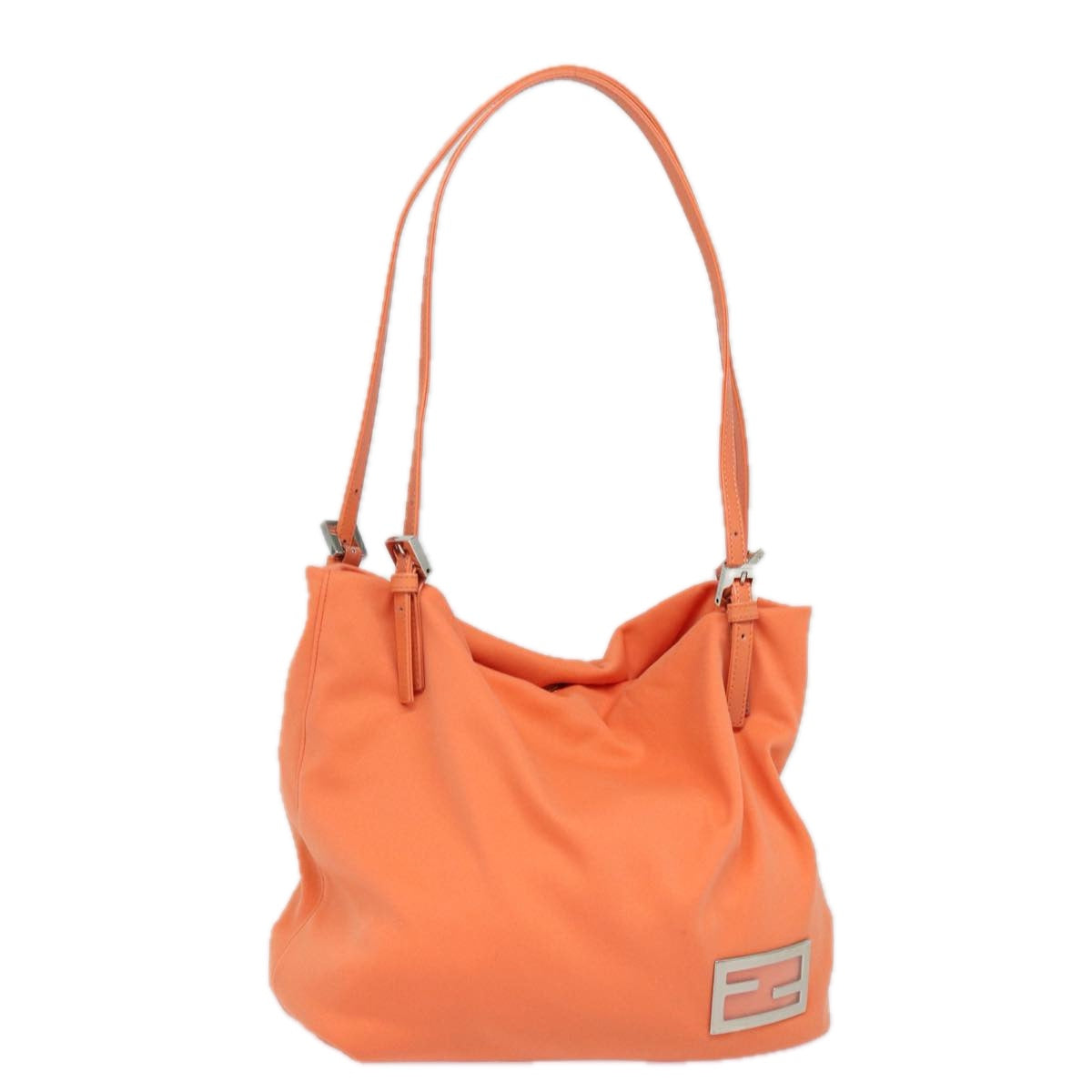 FENDI Mamma Baguette Shoulder Bag Nylon Orange Auth 81641