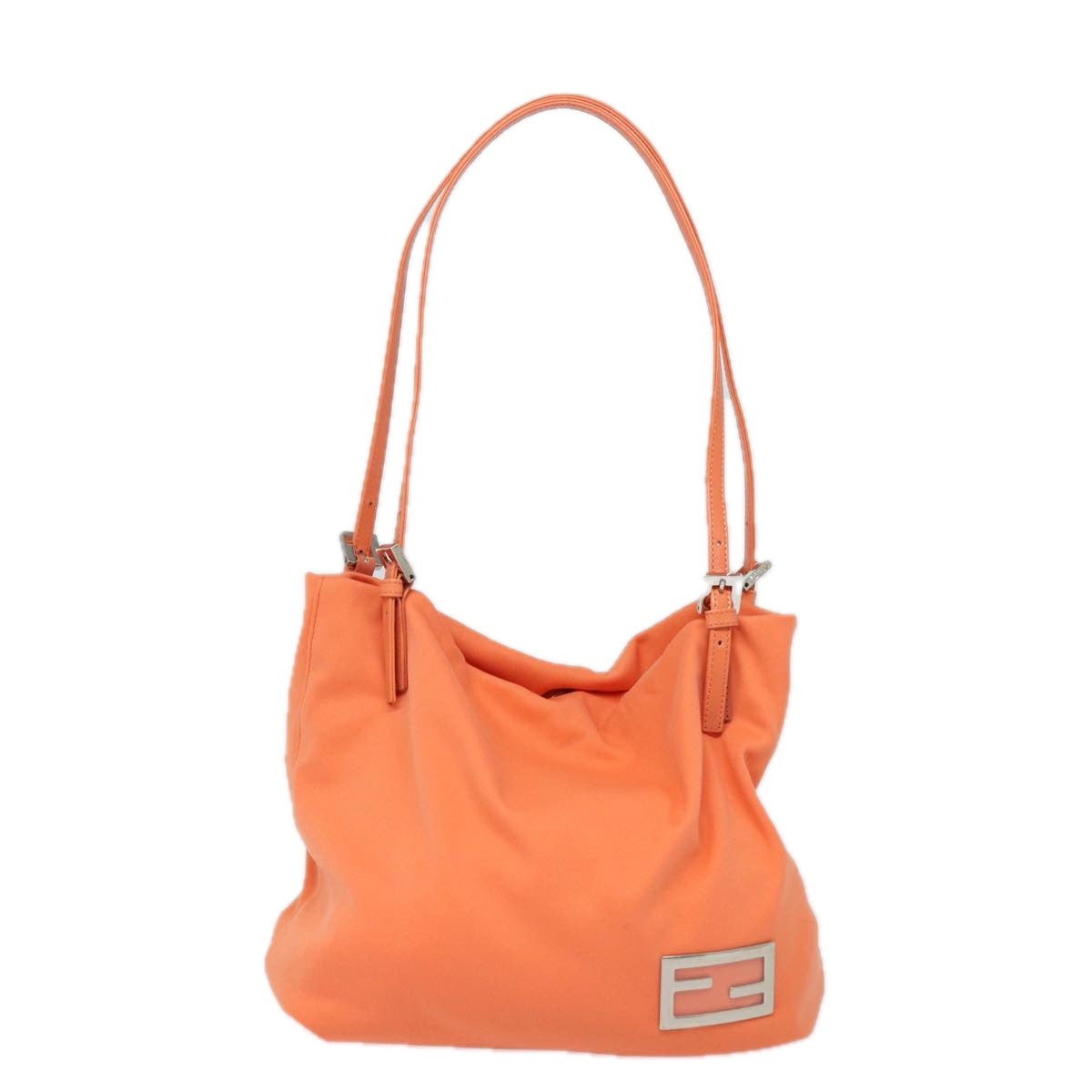 FENDI Mamma Baguette Shoulder Bag Nylon Orange Auth 81641