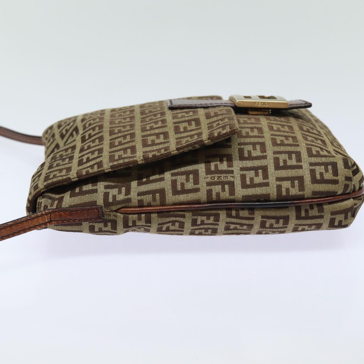 FENDI Zucchino Canvas Mamma Baguette Shoulder Bag Brown 8BT075 Auth 81642