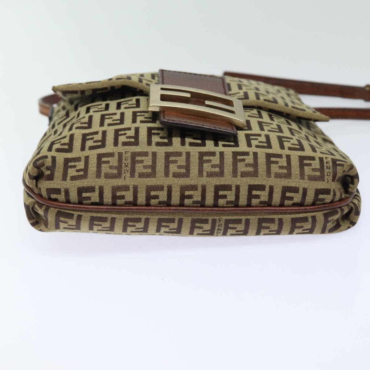 FENDI Zucchino Canvas Mamma Baguette Shoulder Bag Brown 8BT075 Auth 81642