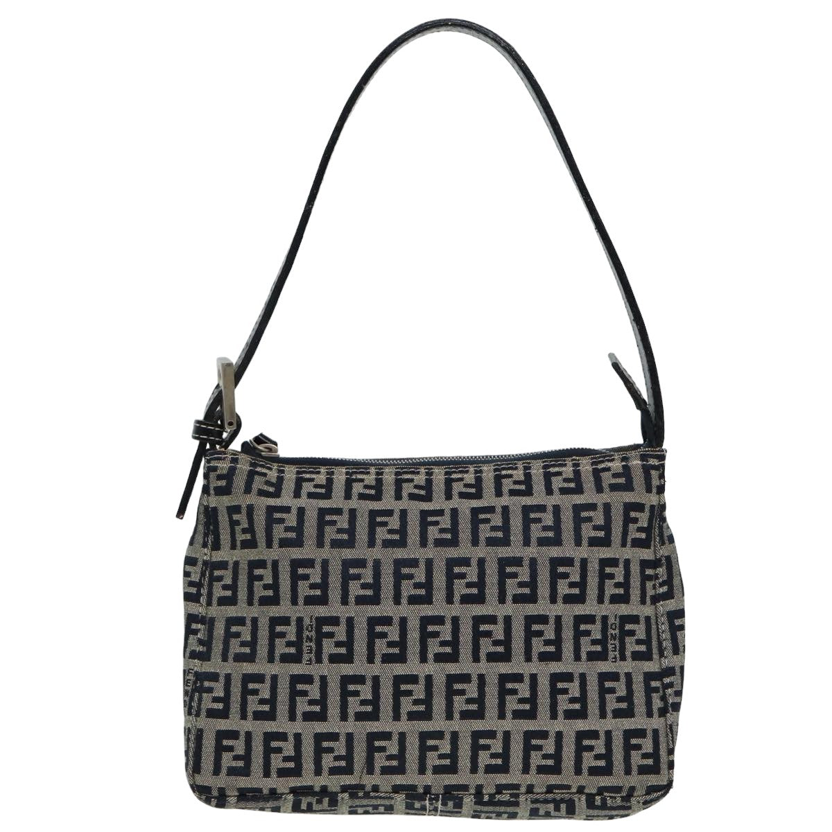 FENDI Zucchino Canvas Mamma Baguette Hand Bag Navy Auth 81644