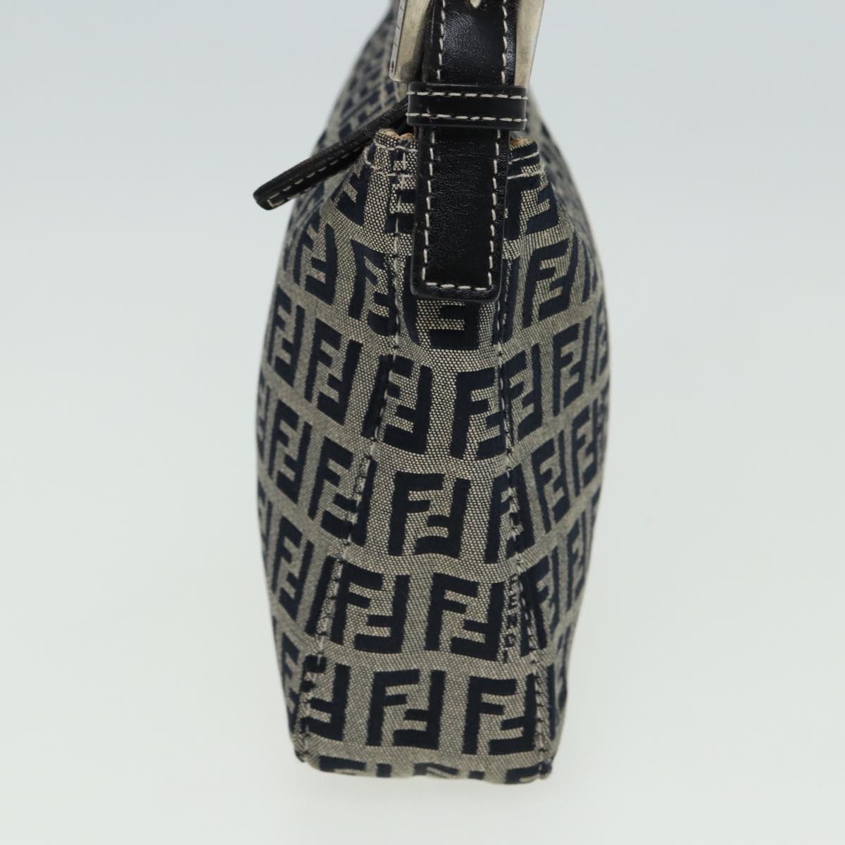 FENDI Zucchino Canvas Mamma Baguette Hand Bag Navy Auth 81644