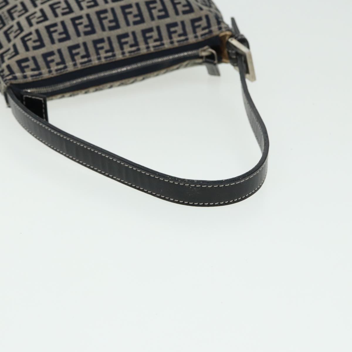 FENDI Zucchino Canvas Mamma Baguette Hand Bag Navy Auth 81644