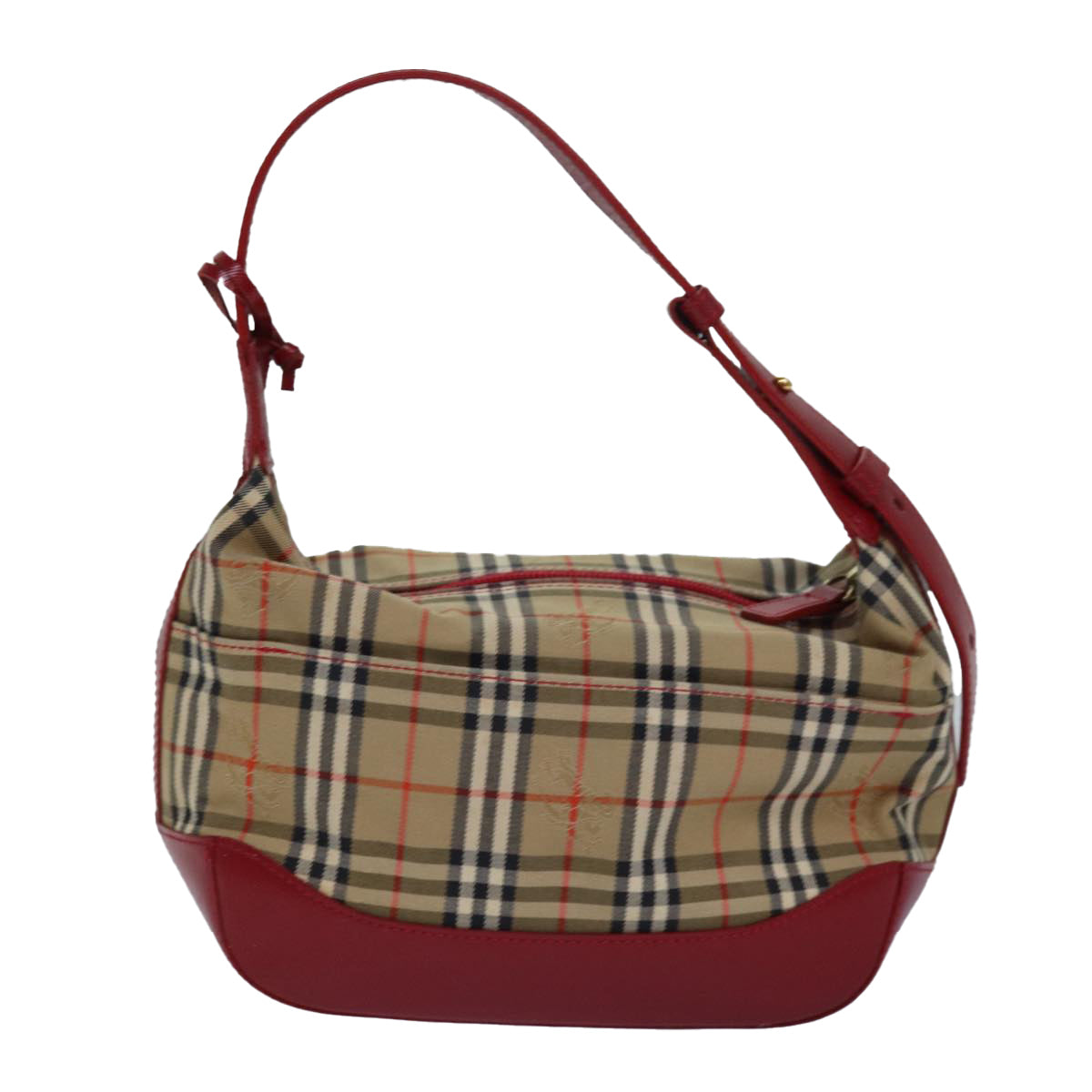 BURBERRY Nova Check Hand Bag Canvas Beige Red Auth 81660 - 0