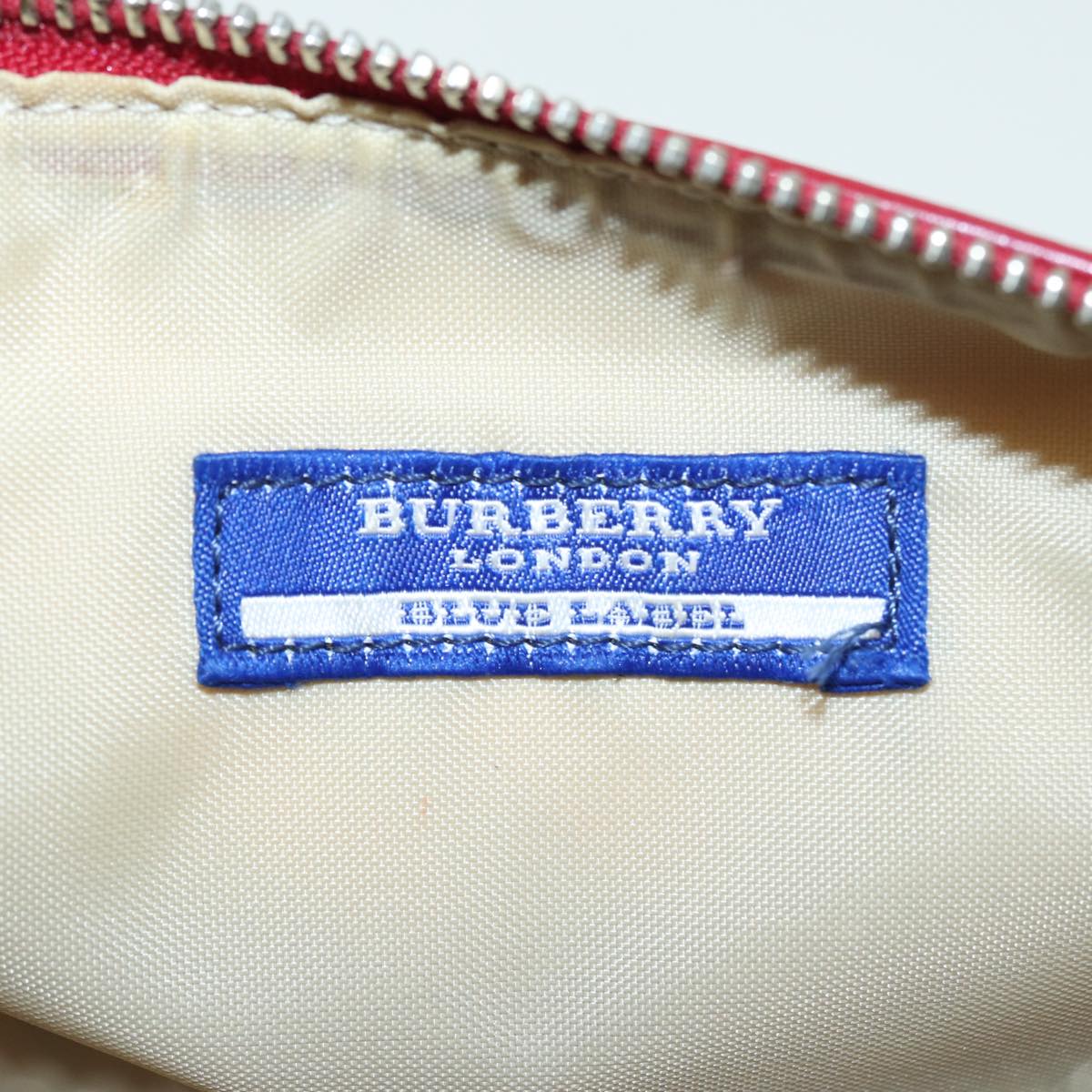 BURBERRY Blue Label Hand Bag Canvas Red Beige Auth 81661