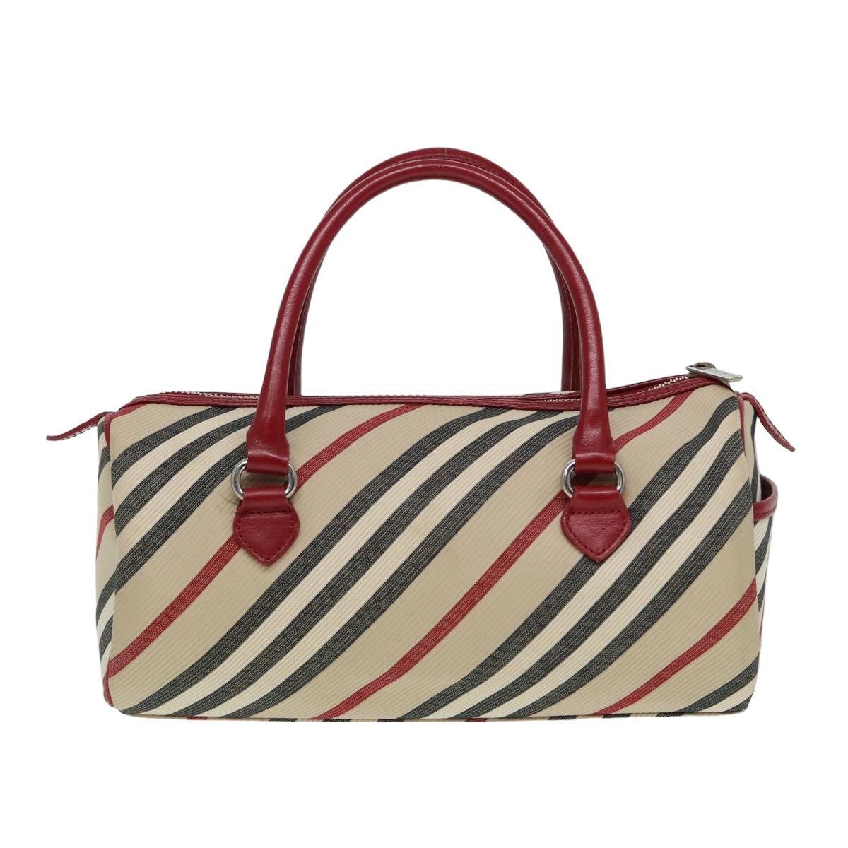 BURBERRY Blue Label Hand Bag Canvas Red Beige Auth 81661 - 0