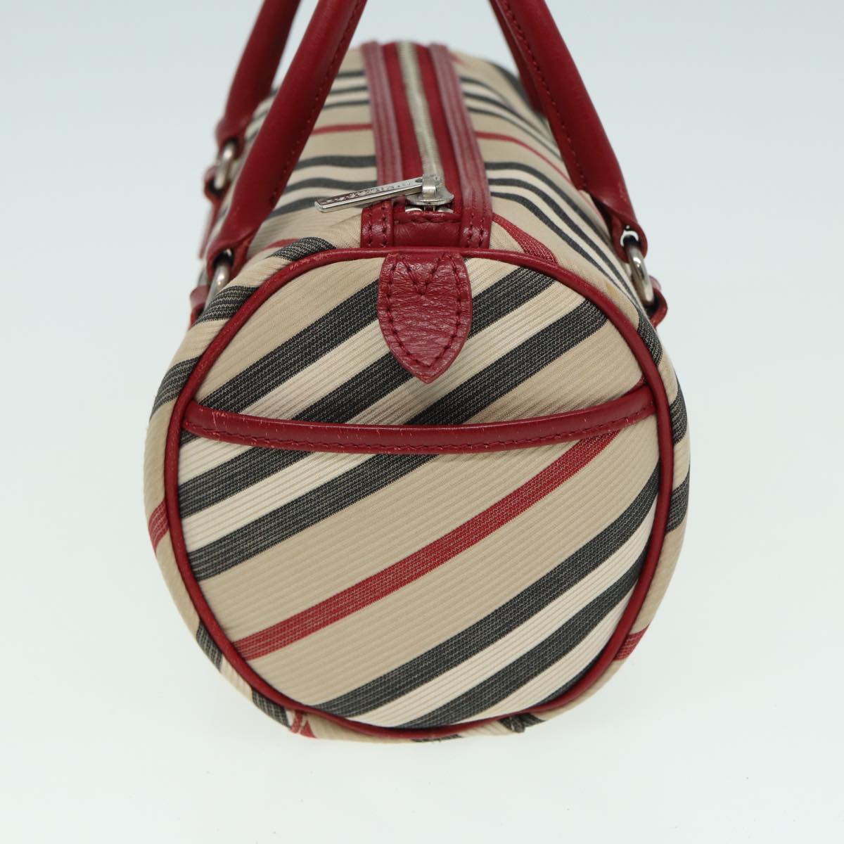 BURBERRY Blue Label Hand Bag Canvas Red Beige Auth 81661