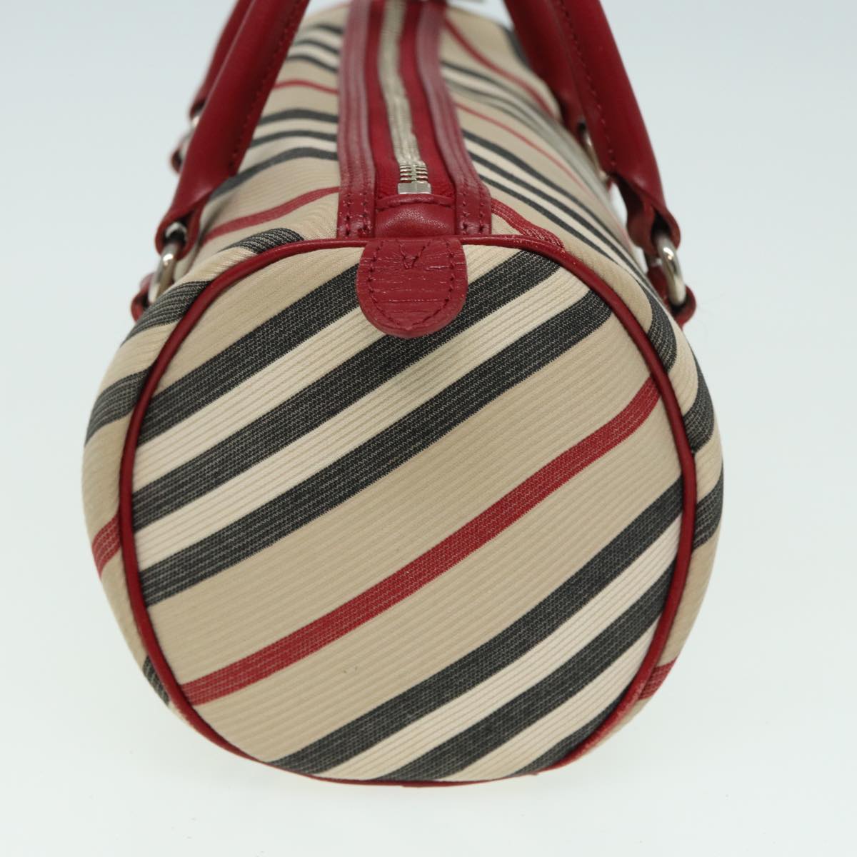 BURBERRY Blue Label Hand Bag Canvas Red Beige Auth 81661