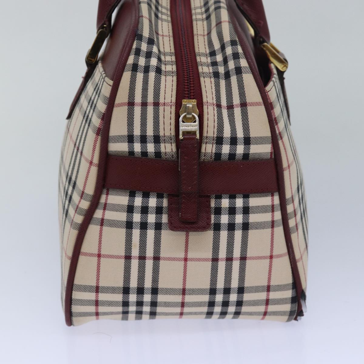 BURBERRY Nova Check Boston Bag Canvas Beige Auth 81663